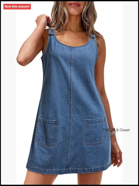 Dresses & Skirts - Sleeveless Denim Dress with Pockets, Casual Western Style